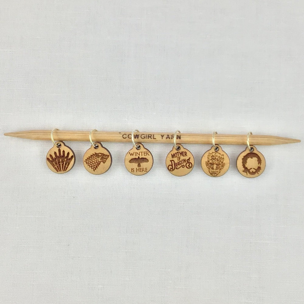 Game of Thrones 6 wood knitting stitch markers