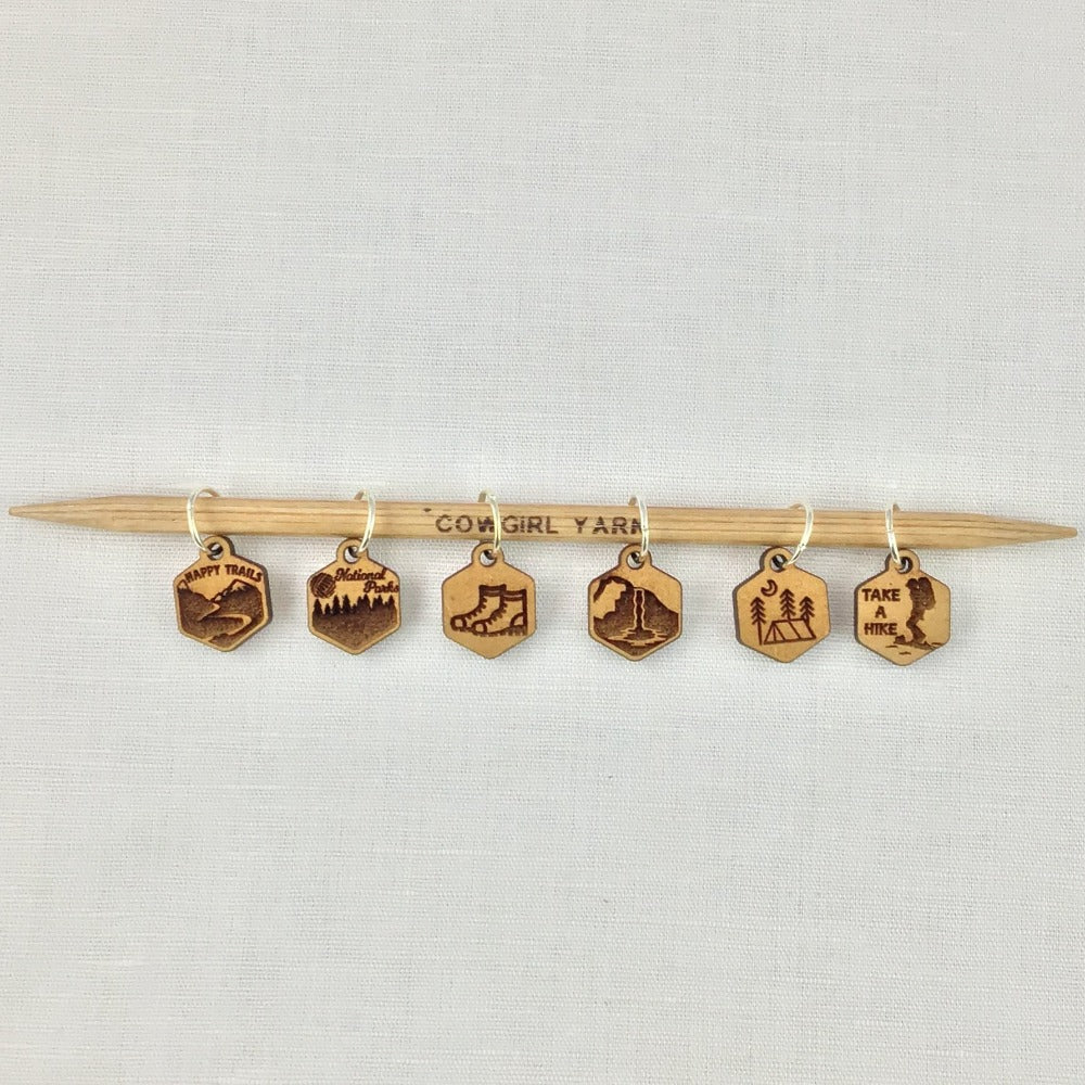 National Parks 6 wood knitting stitch markers