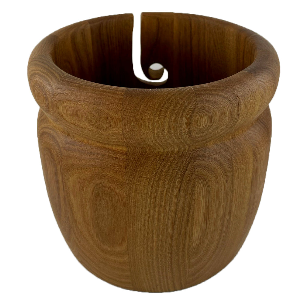 A wooden yarn bowl made from Elm Wood
