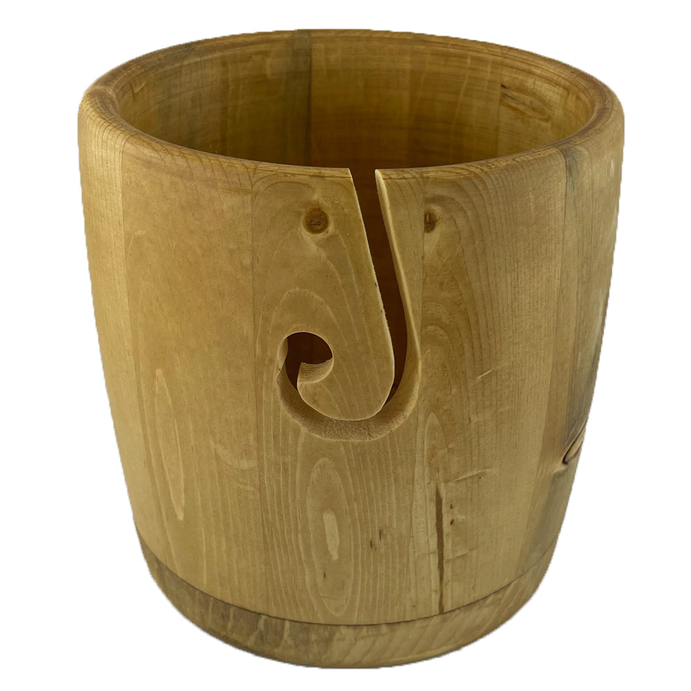 A wooden yarn bowl made from Pine Beetle Kill Wood