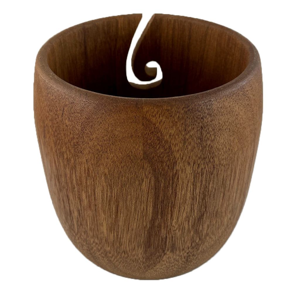 A wooden yarn bowl made from African Mahogany Wood