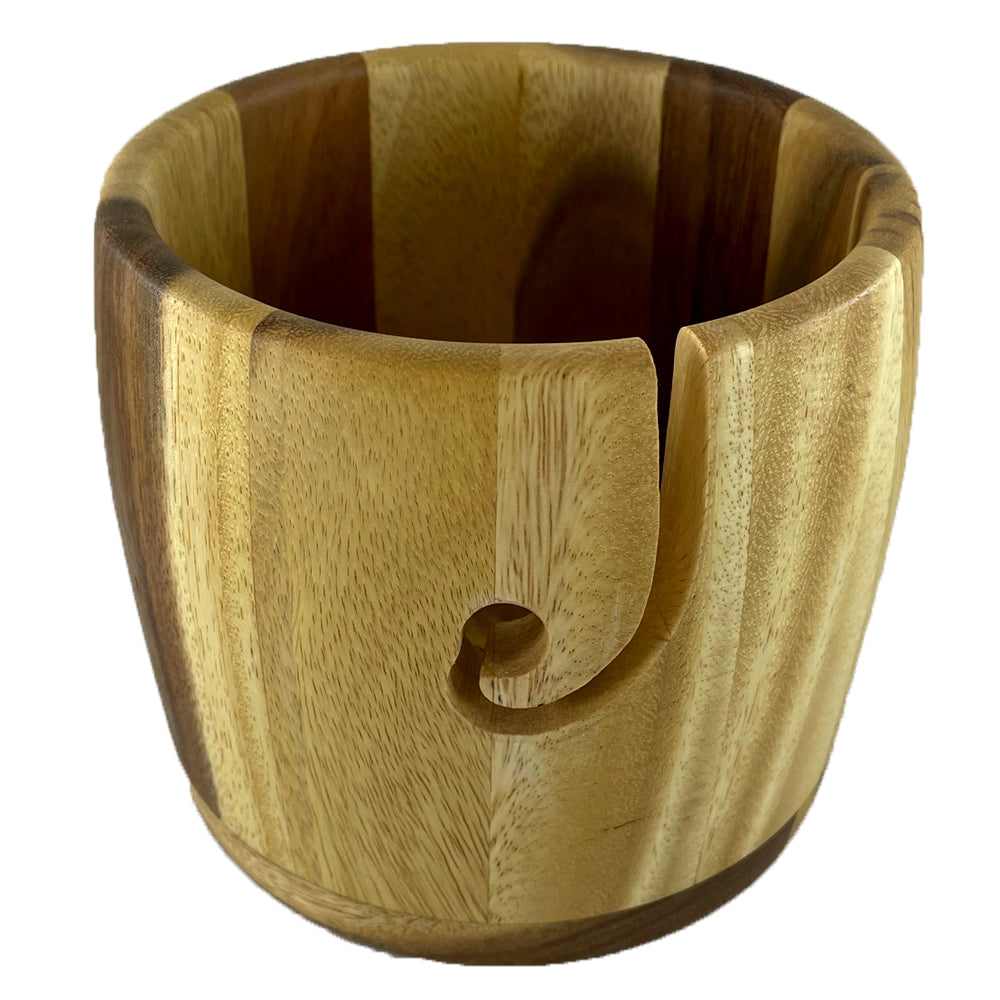 A wooden yarn bowl made from Beli Wood