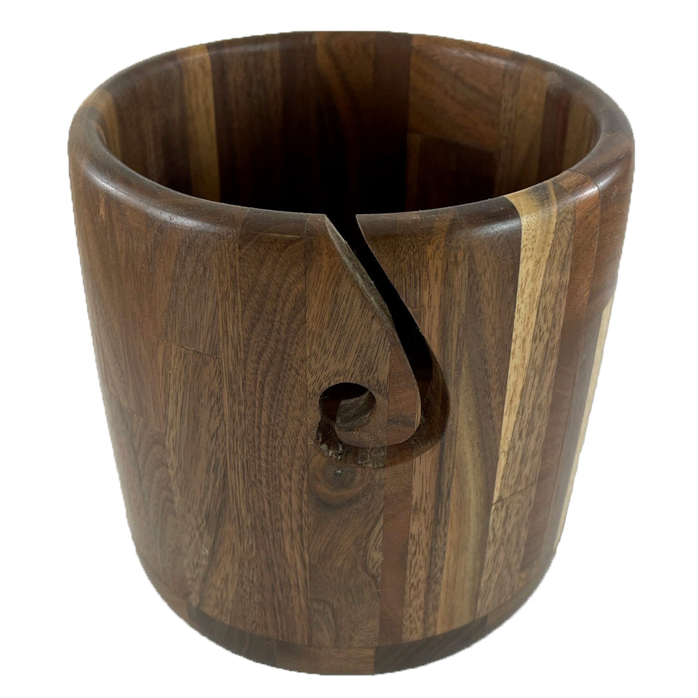 A wooden yarn bowl made from Various Hardwoods