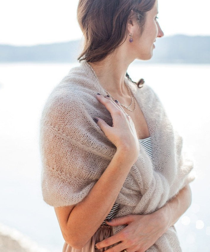 Woman wearing mohair shawl