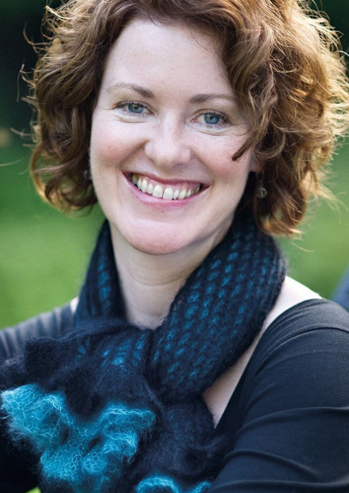 Woman wearing mohair scarf