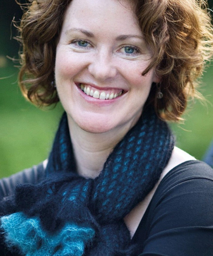 Woman wearing mohair scarf
