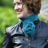 Woman wearing mohair scarf