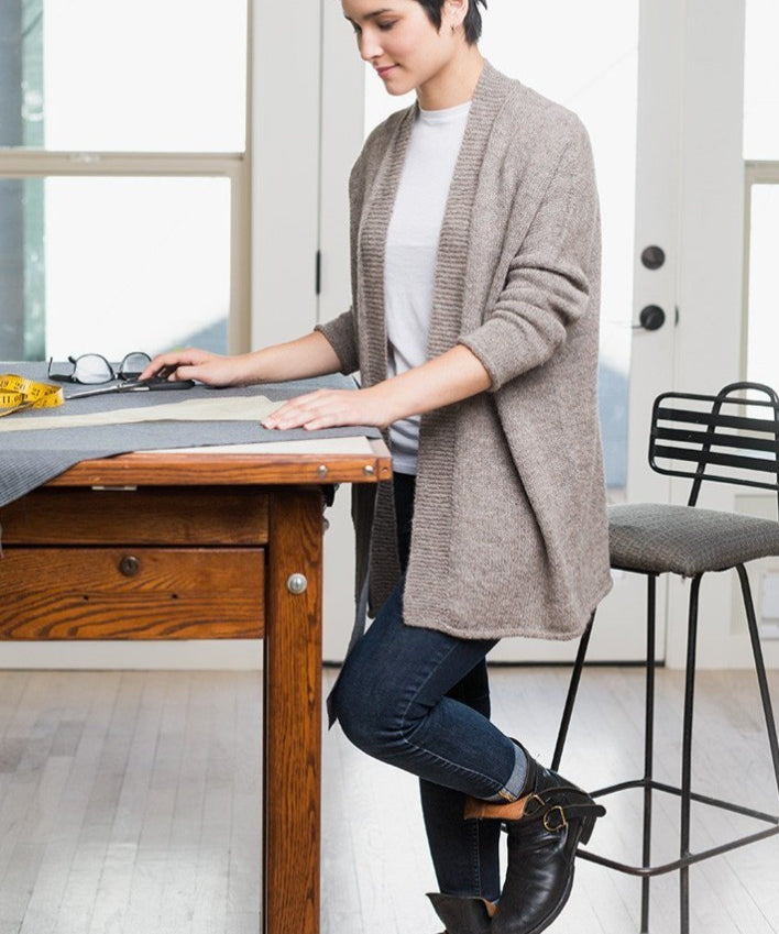 Woman wearing a knitted sweater