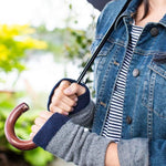 Woman wearing knitted cuffs