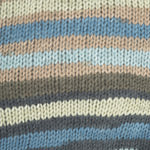 A blue, black, and brown striping mix of Plymouth Encore Colorspun yarn