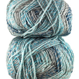 A colorful skein of James C. Brett Marble Chunky yarn