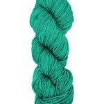 A colorful skein of light green Malabrigo Rios yarn