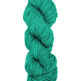 A colorful skein of light green Malabrigo Rios yarn
