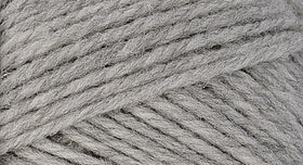 A close-up photo of a gray sample of Nature Spun yarn