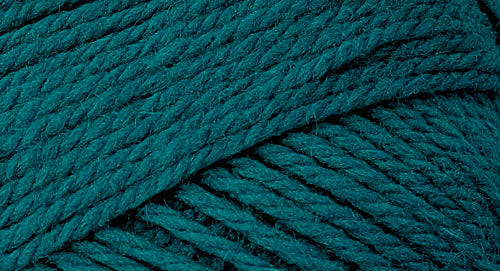 A close-up photo of a teal sample of Nature Spun yarn