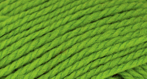 A close-up photo of a green sample of Nature Spun yarn