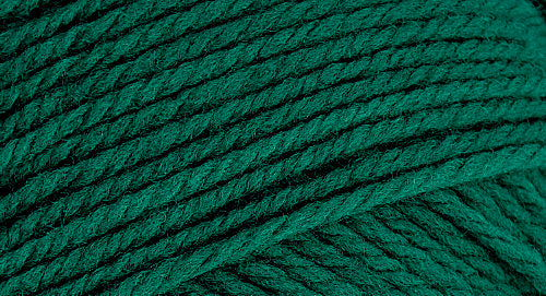 A close-up photo of a green sample of Nature Spun yarn