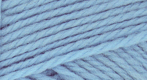 A close-up photo of a blue  sample of Nature Spun yarn