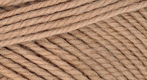 A close-up photo of a brown sample of Nature Spun yarn