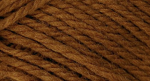 A close-up photo of a brown sample of Nature Spun yarn