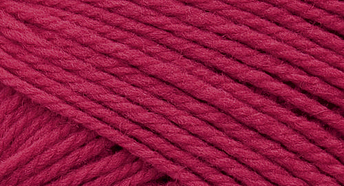 A close-up photo of a pink sample of Nature Spun yarn