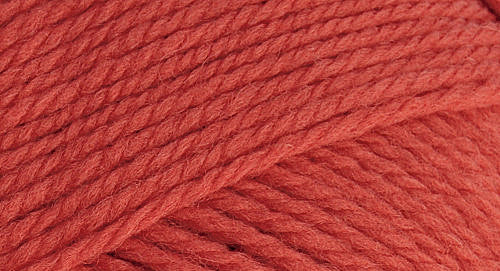 A close-up photo of a pink sample of Nature Spun yarn