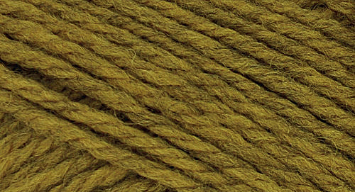 A close-up photo of a yellow brown sample of Nature Spun yarn