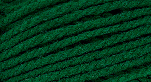 A close-up photo of a green sample of Nature Spun yarn