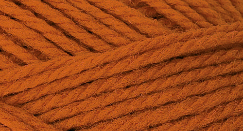 A close-up photo of an orange sample of Nature Spun yarn