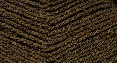A close-up photo of a brown sample of Nature Spun yarn