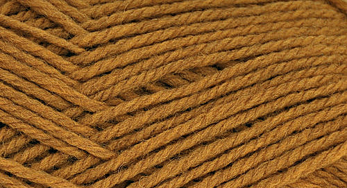 A close-up photo of a yellow brown sample of Nature Spun yarn