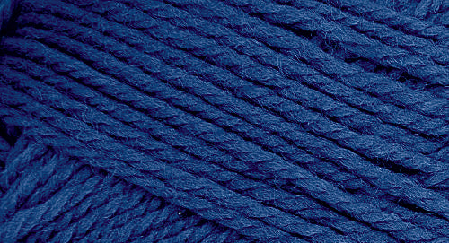 A close-up photo of a blue sample of Nature Spun yarn