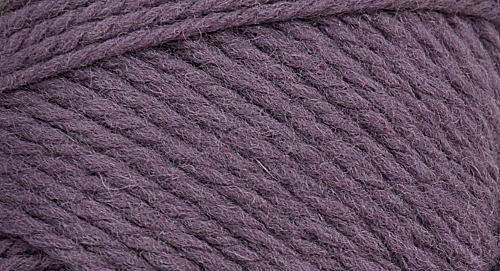 A close-up photo of a purple sample of Nature Spun yarn