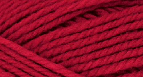 A close-up photo of a red sample of Nature Spun yarn