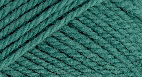 A close-up photo of a teal green sample of Nature Spun yarn