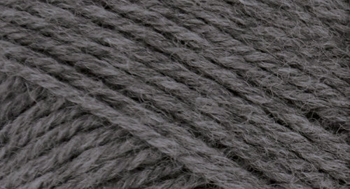 A close-up photo of a gray sample of Nature Spun yarn