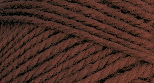 A close-up photo of a brown sample of Nature Spun yarn