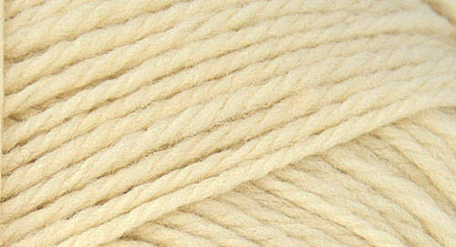 A close-up photo of an off white sample of Nature Spun yarn