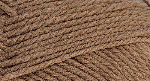 A close-up photo of a brown sample of Nature Spun yarn