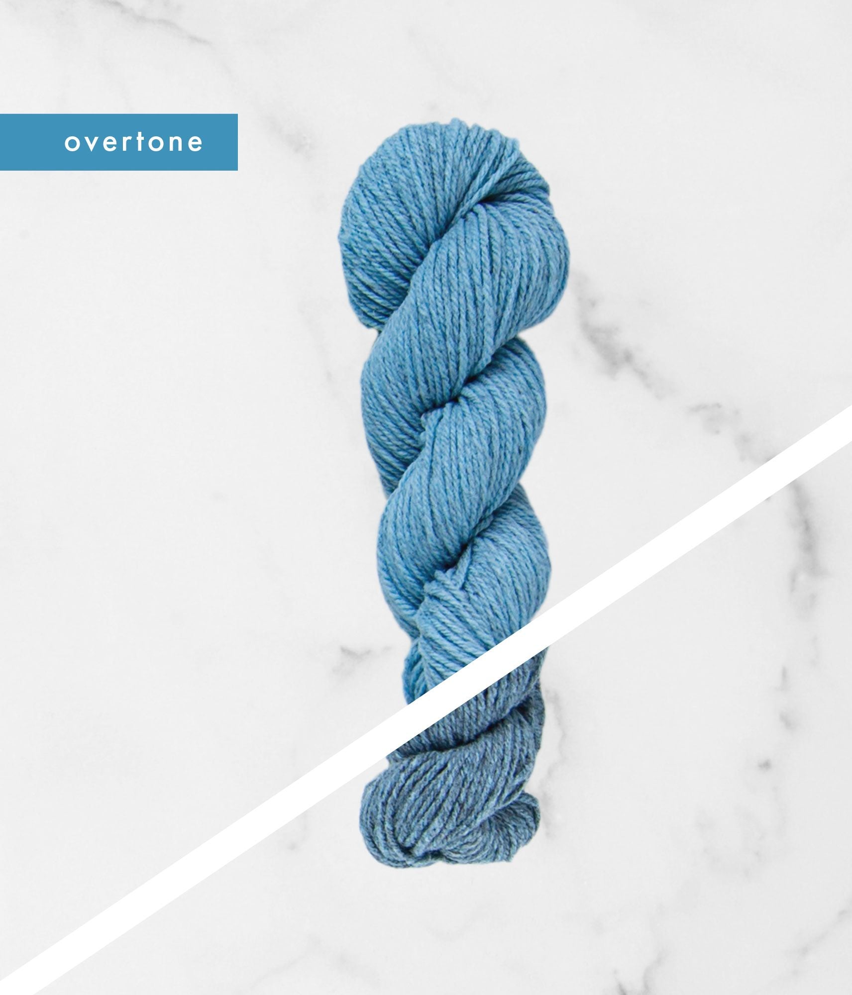 Blue overtone and undertone BT Tones hanks of yarn