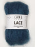 A photo of a storm blue (green-toned blue) skein of Lang Lace yarn.