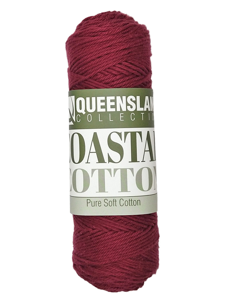 A photo of a skein of cranberry Coastal Cotton Cotton Yarn