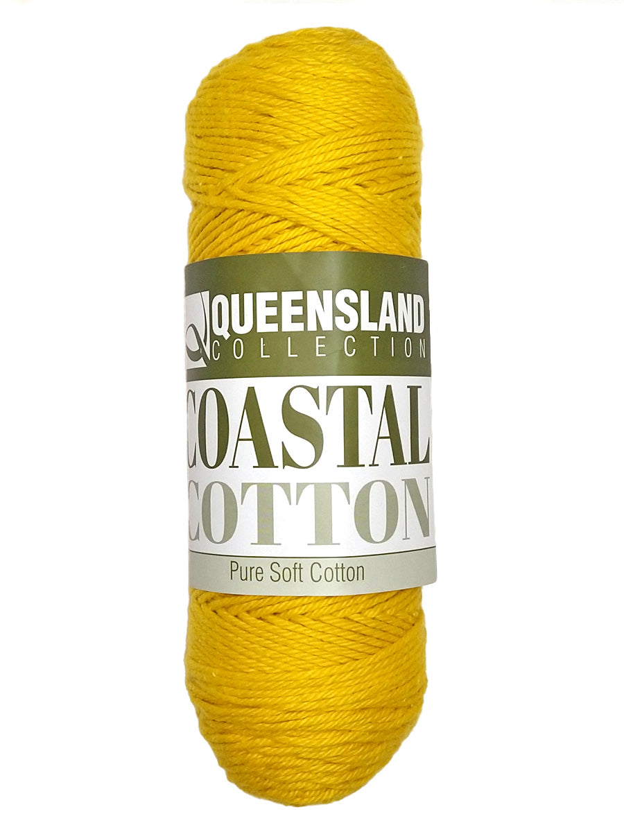 A photo of a skein of goldenrod Coastal Cotton Cotton Yarn