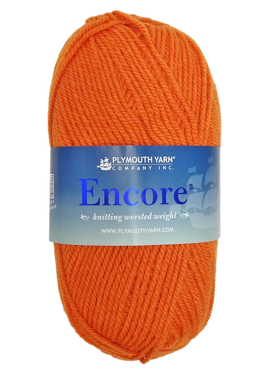 Photo of an orange skein of Encore Plymouth Yarn