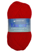 Photo of a red skein of Encore Plymouth Yarn