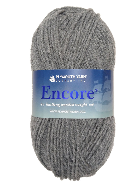 Photo of a gray skein of Encore Plymouth Yarn