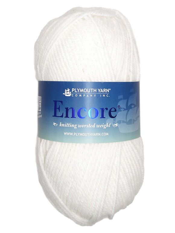 Photo of a white skein of Encore Plymouth Yarn