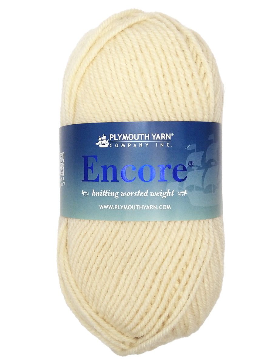 Photo of a off white skein of Encore Plymouth Yarn