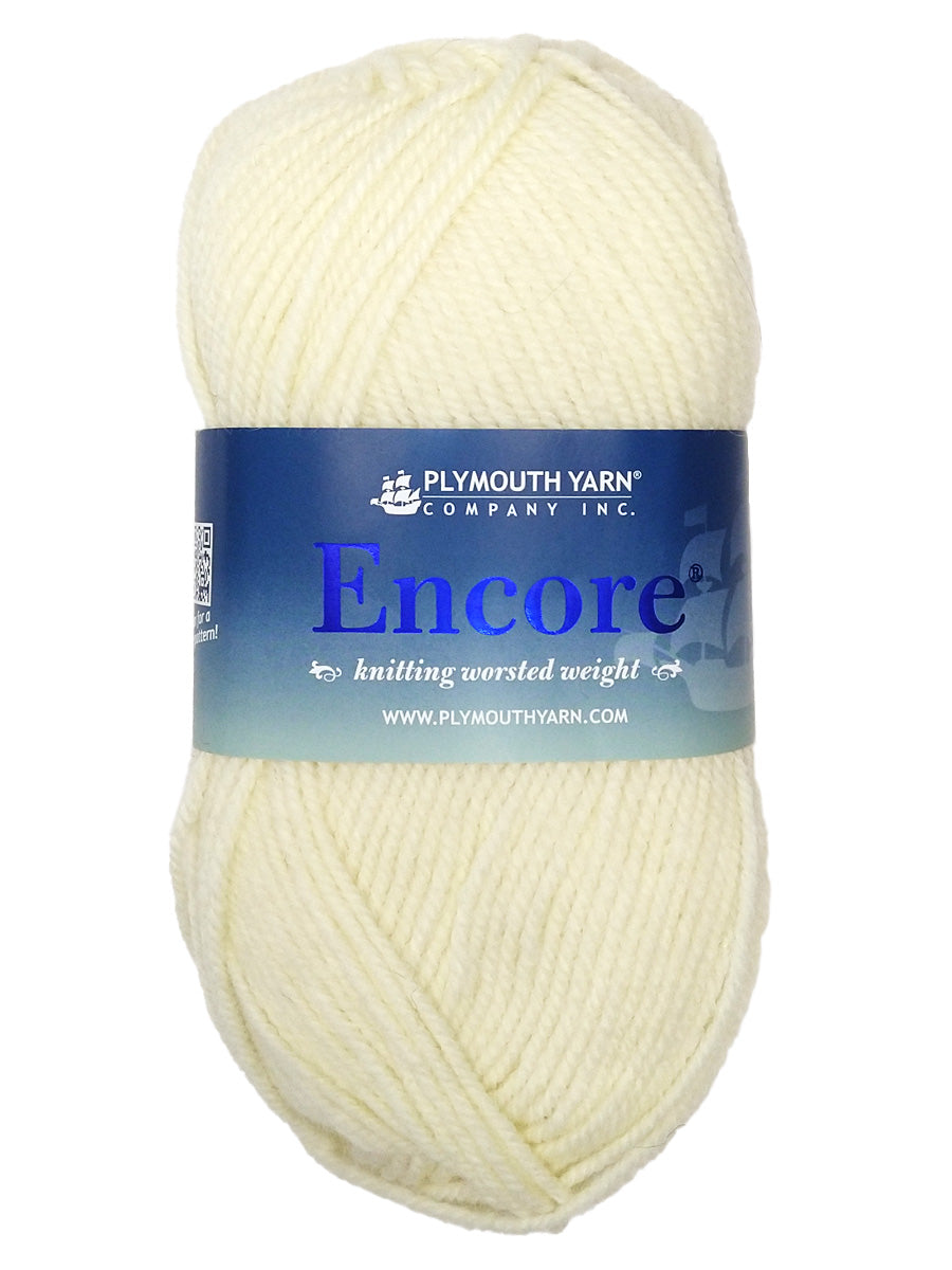 Photo of a off white skein of Encore Plymouth Yarn