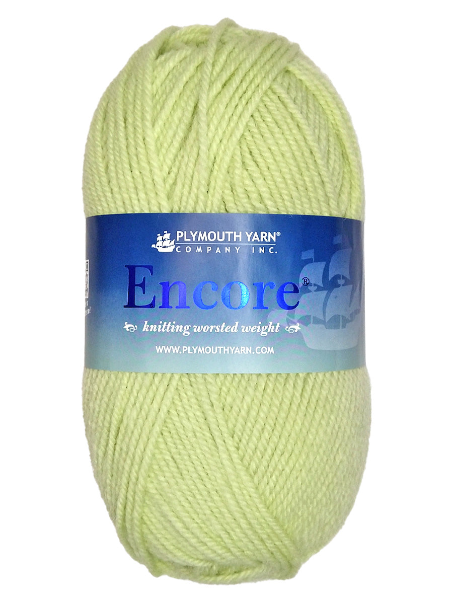 Photo of a light green skein of Encore Plymouth Yarn